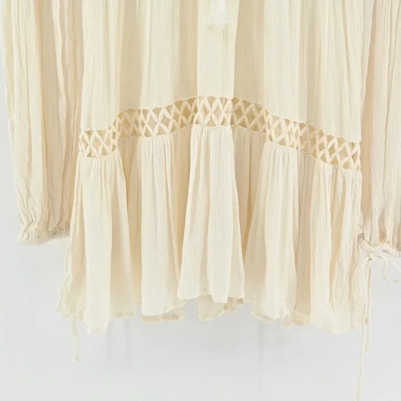 Free People Dusk Till Dawn Dress Sz 2 Blue Embroidered Bohemian Festival Tiered - Picture 14 of 15